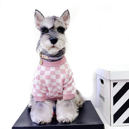 Girlish Checkerboard Sweater for Pet Dogs